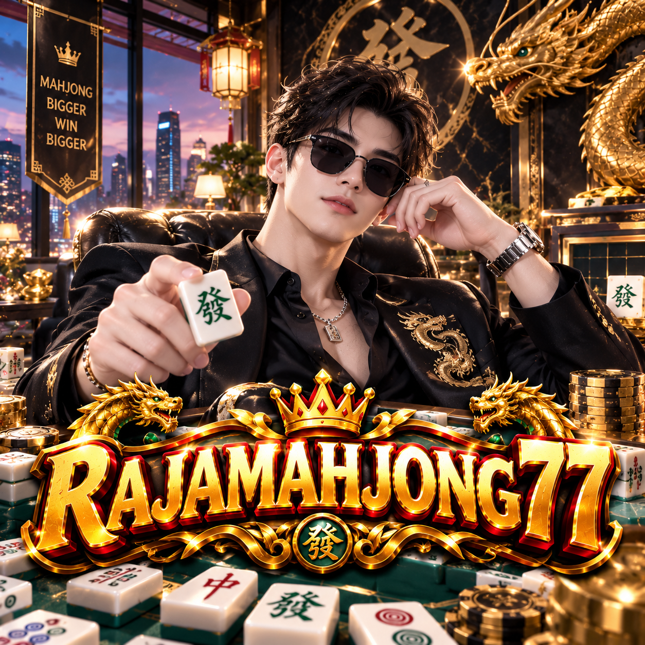 Banner RAJAMAHJONG777 Cyber Blue